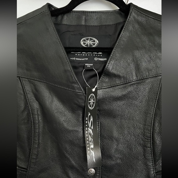 Yamaha Star Motorcycle Women’s XL Black Leather Vest Moto Jacket Tops - Picture 3 of 5